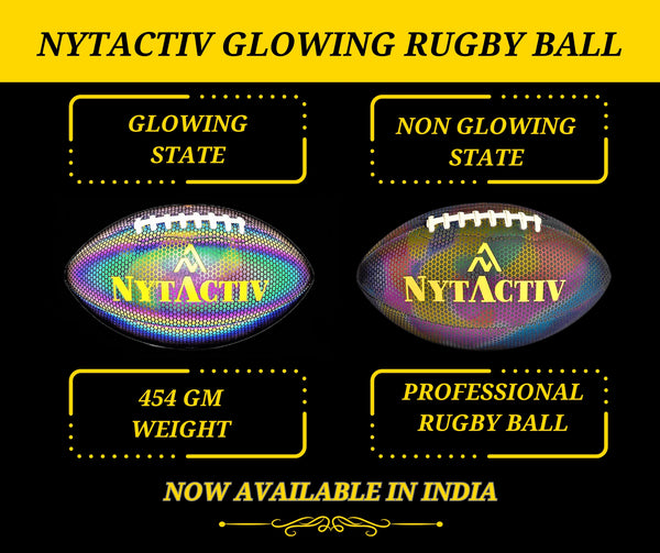 NYTACTIV HOLOGRAPHIC GLOWING REFLECTIVE RUGBY BALL LEATHER GLOWING RUGBYBALL