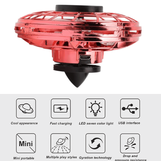 LED UFO TYPE FLYING HELICOPTER SPINNER WITH 360° ROTATION