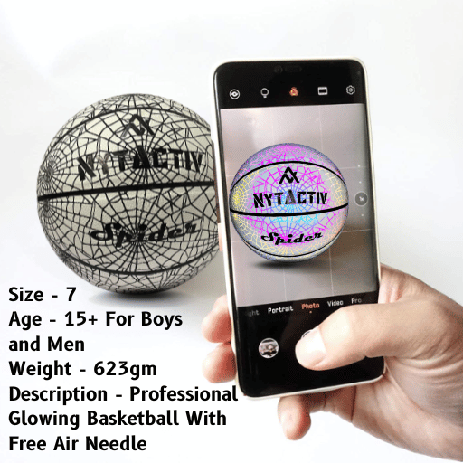 NYTACTIV HOLOGRAPHIC GLOWING WHITE SPIDER BASKETBALL