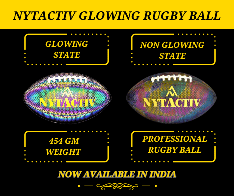 NYTACTIV HOLOGRAPHIC GLOWING REFLECTIVE RUGBY BALL LEATHER GLOWING RUGBYBALL