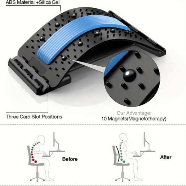 BACK PAIN RELIEF DEVICE STRETCHABLE FOR LOWER AND UPPER BODY MASSAGE AND LUMBAR SUPPORT