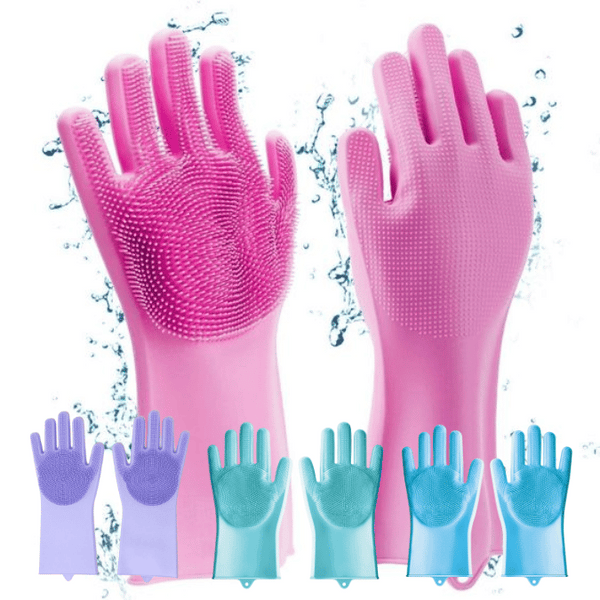 MULTICOLOR SILICON DISH WASHING HAND GLOVE - DURABLE, REUSABLE CLEANING GLOVES