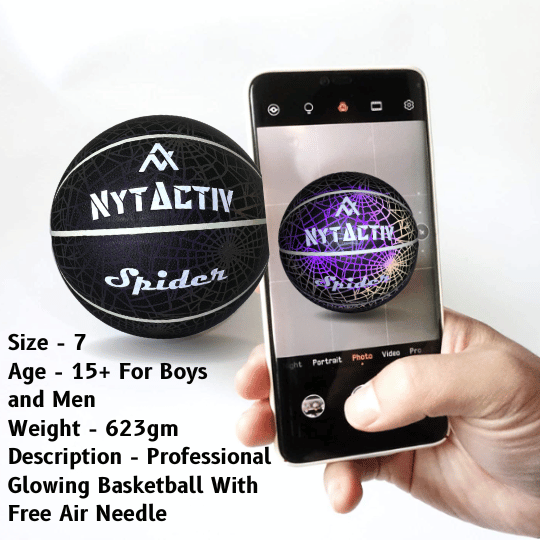 NYTACTIV HOLOGRAPHIC GLOWING BLACK SPIDER BASKETBALL