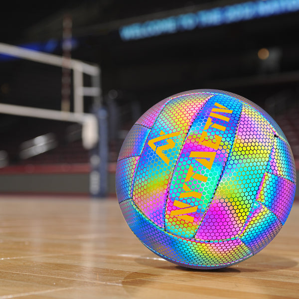 NYTACTIV HOLOGRAPHIC GLOWING VOLLEYBALL OFFICIAL SIZE AND WEIGHT WITH FREE AIR NEEDLE.